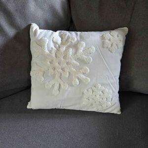 White Snowflake Throw Pillow